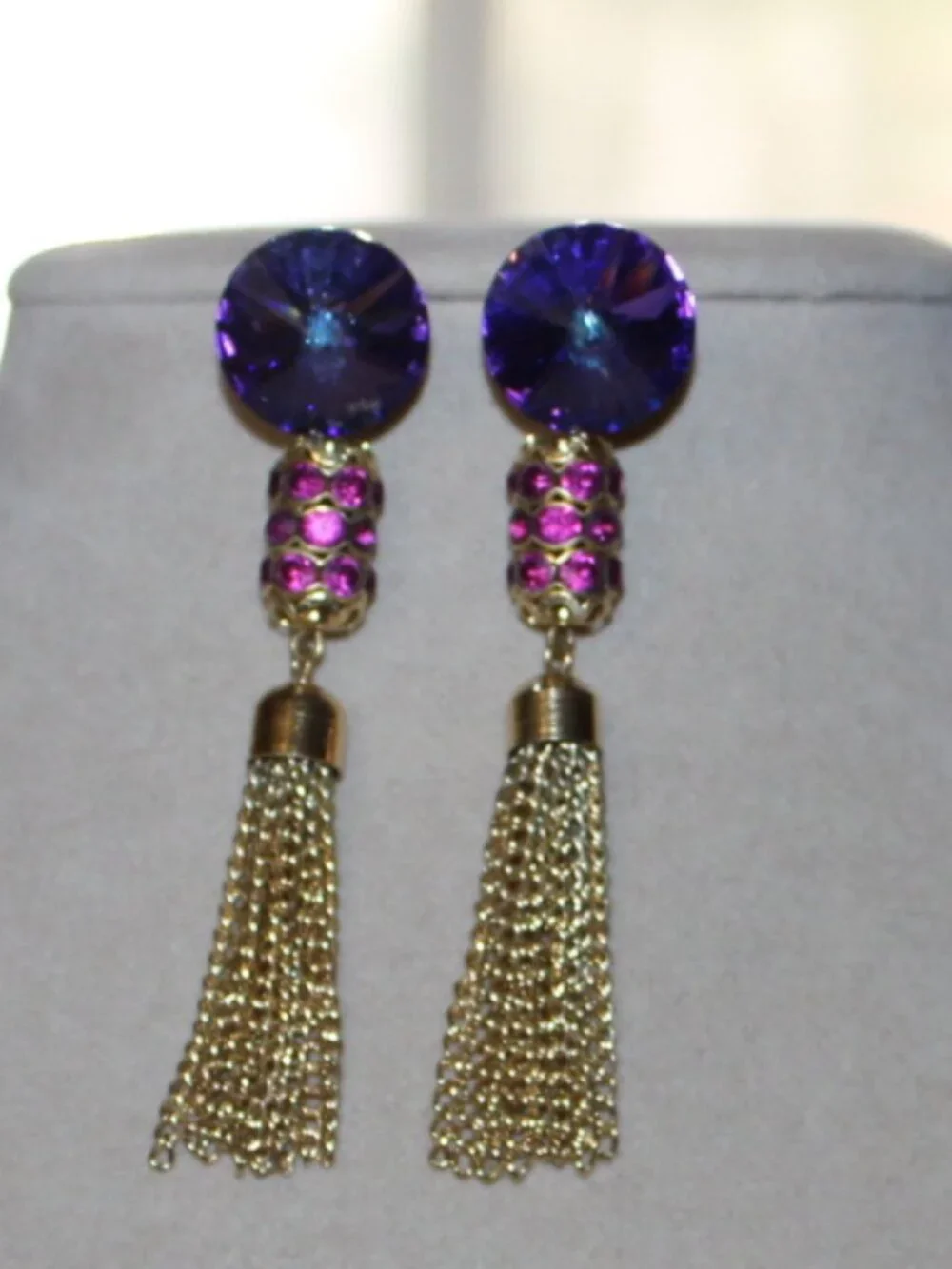 NWOT Vintage Swarovski Tassel Earrings STUNNING! - Picture 1 of 7